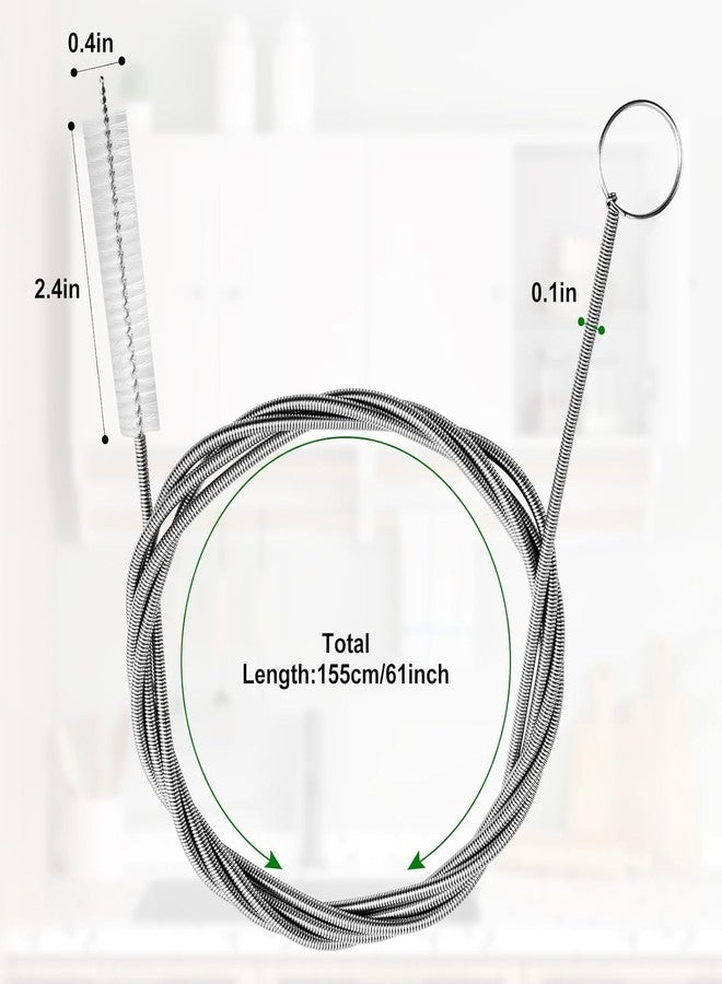 VIMNJULA 61-Inch Long Flexible Drain Brush | Pipe Cleaner Tool for Tubes, Straws, Sunroof Drains, Feeding Tubes | 8-Inch Brush Head | Long Pipe Cleaning Tool for Home, Kitchen, Aquarium (Pack of 1) - Image 3